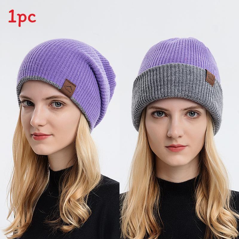 Knitted Hat Unisex With Solid Color Warm Hat Can Be Worn Both Inside And Outside