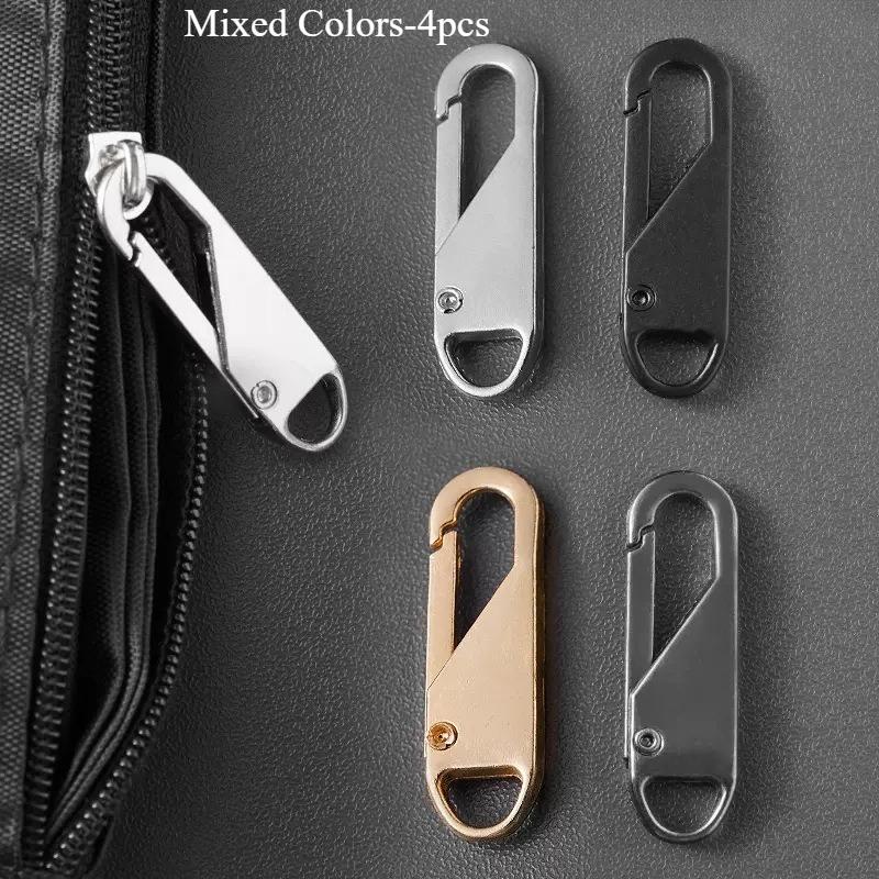 4pcs Stainless Steel Zipper Pull Repair Kit Universal Zipper Replacement Slider Handle Bags Clothing Purses Durable Long-Lasting