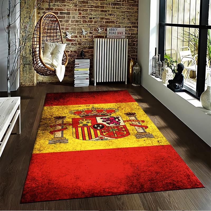 Spain Flag Designed Floor Mat, Suitable As a Non-slip Mat for the Living Room or Bedroom Sofa