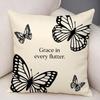 Cute Retro Butterfly Cushion Cover Natural Linen Organic Fabric DoubleSided Printing Breathable For Decor