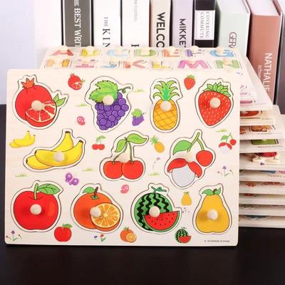 Mushroom Peg Montessori Wooden Puzzle: Letters, Numbers, Fruits, and Shapes for Early Childhood Education