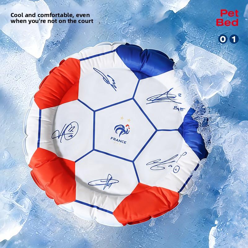 Runde Sommer-Hunde-Kühlmatte Fußballstar Unterschriebene Hunde-Katzen-Eismatte Welpen-Schlafmatte Kätzchen-Kissen Sofamatte Haustierbedarf