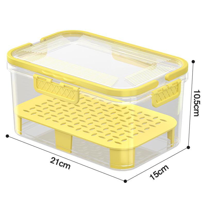 Portable Food Storage Container Large Capacity Airtight Freshness Box with Drain Plate for Outdoor Picnic Camping Use