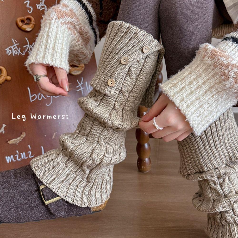Solid Color Children's Leg Warmers Japanese Style Knitted Foot Cover Jk Kids Long Socks  Lady