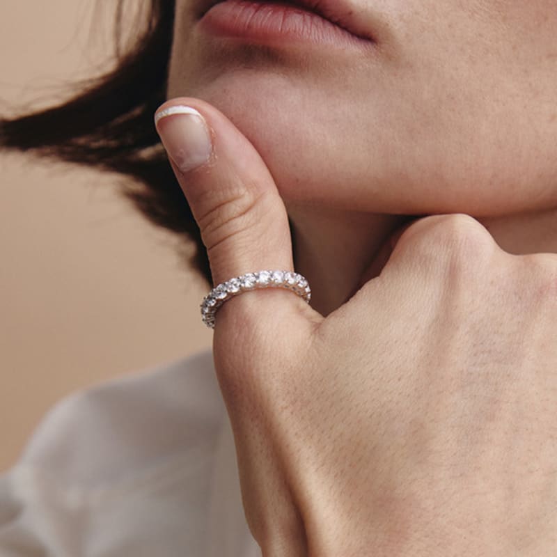 Hyeres-lor Essence Silver (W) Classic Tennis Ring 3.0mm White HL4R42411W9