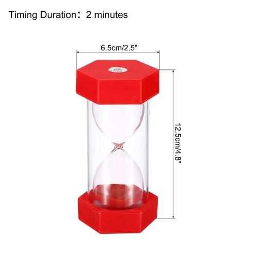 PATIKIL 2-Minute Hourglass, Hexagonal Small Hourglass with Resin Cover, Countdown Hourglass for Games, Kitchen, Party Favors, DIY Decorations (Red)