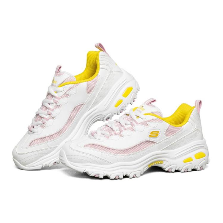 Skechers D'lites 1.0 Gs White / Yellow / Pink Women's (Unisex) Chunky Sneakers 66666214 WLPK