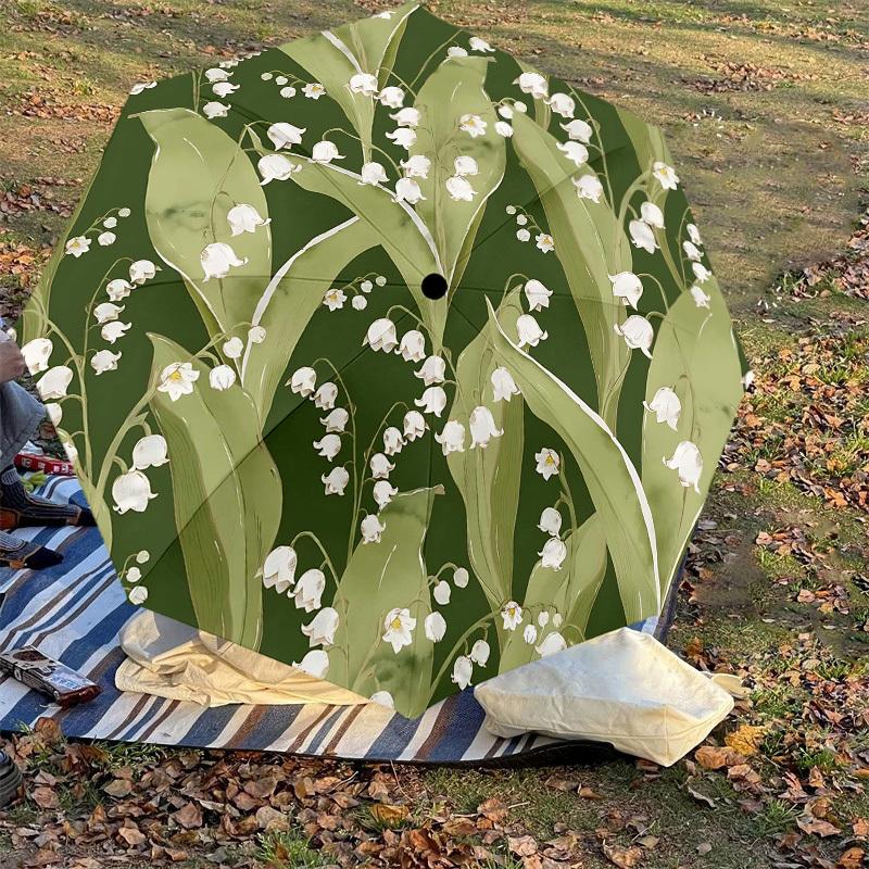 1PC Lily of the valley Umbrella-8-Rib Reinforced Portable Folding Travel Suitable for All Seasons Outdoor Daily Use-Z0479