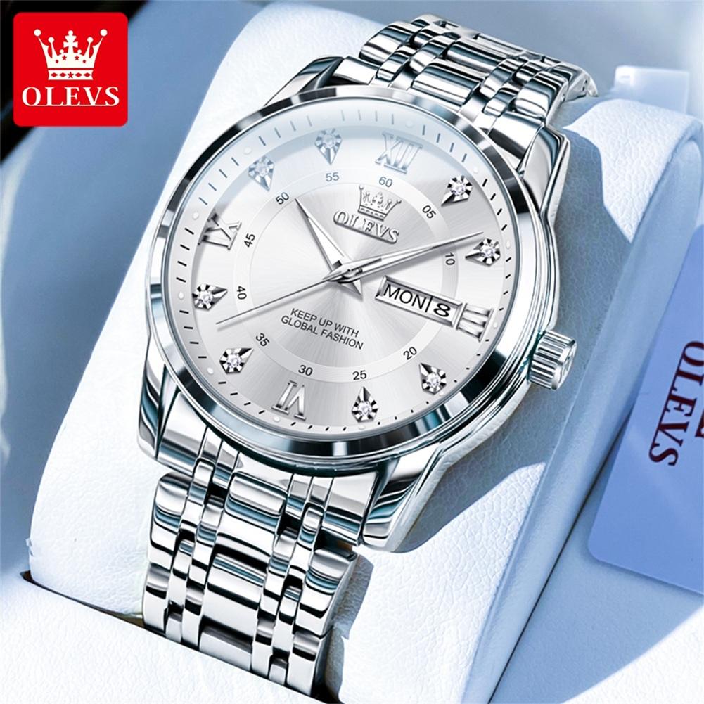 OELVS Men's Watches Top Brand Casual Original Wristwatch Waterproof Stainless Steel Scratch-Resistant Mirror Watch for Man