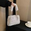 IELGY Plush Bag Autumn Winter Pearl Chain Crossbody Bag