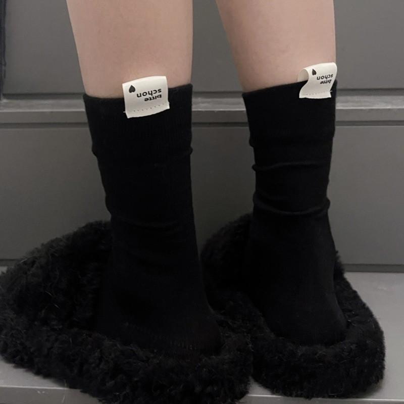 

Women S Socks, Macarons, Solid Colors, Trendy Mid-Tube Cotton Socks, English Letters, Heels, Cloth Labels, Candy Piles, Socks One size чорний