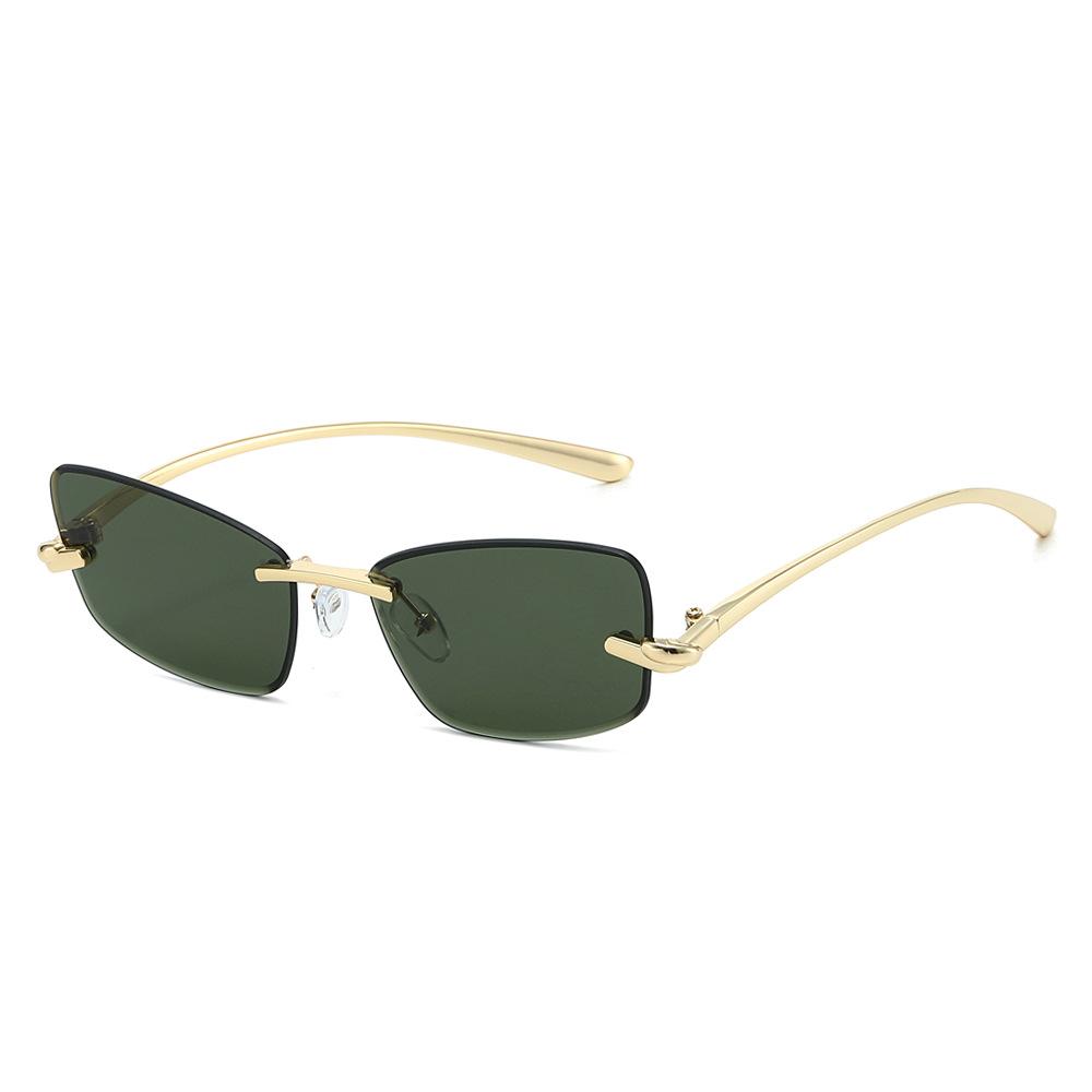 Rimless Cat Eye Sunglasses Women Fashion Trendy Eyewear