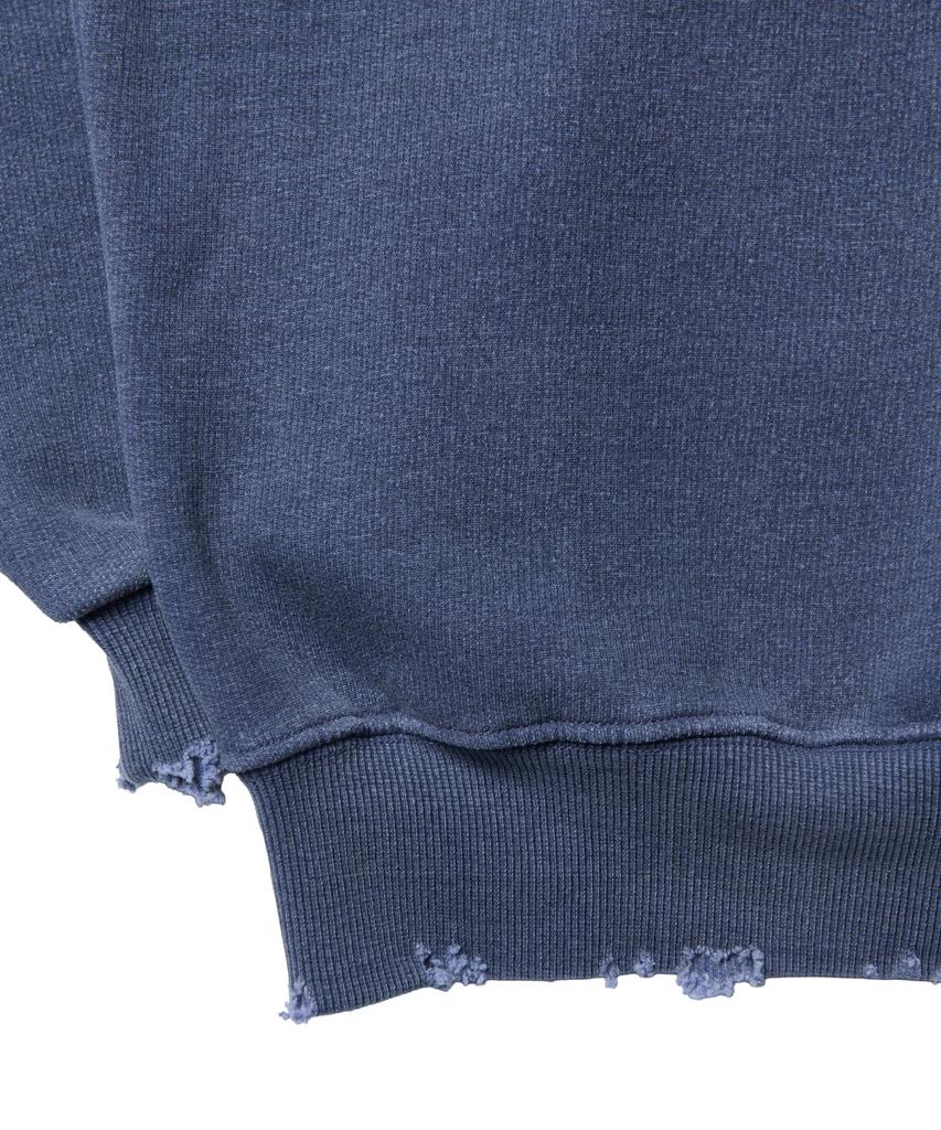 Ten Past Seven Vintage Washed Pigment Zip-Up Hoodie - Denim