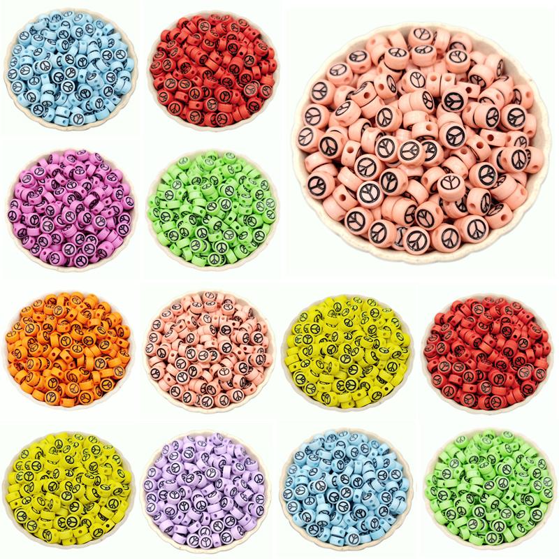 60Pcs 4*7mm Peace Shape Loose Beads DIY For Jewelry Making Necklace Bracelet Wholesale Pendant