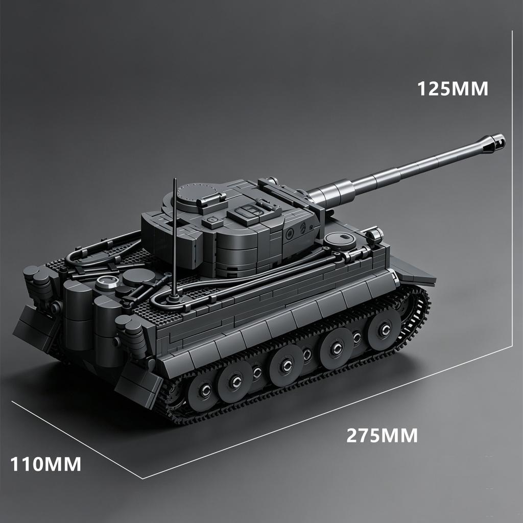 Figurine Tiger Tank “Wasteland” Camouflage 1:35 Scale Building Block Military Tracked Armored Vehicle Model Toy Display Piece