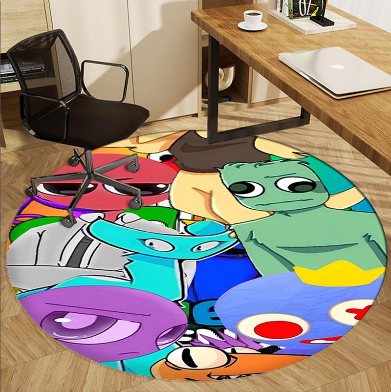 Game Rainbow Friends Pattern Round Rug, Indoor/Outdoor Mat, for Picnic, Gameroom, Bedroom, Office, Living Room, Home Decor Carpet, Birthday Gift