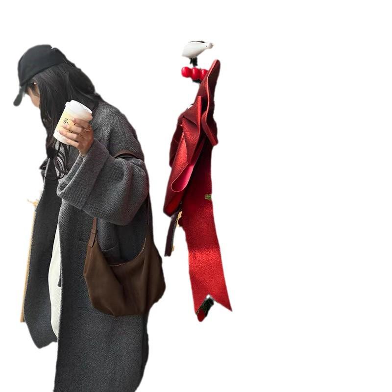 2025 Wildleder Knödelbeutel: Koreanische Retro Umhängetasche mit mattem Maillard-Design