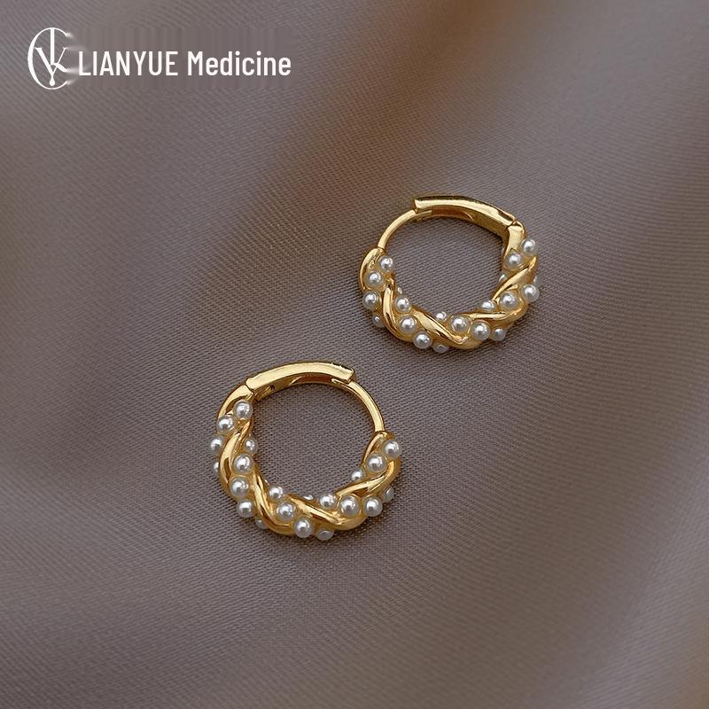 Elegant Korean-Style Pearl Wrap Earrings for Women