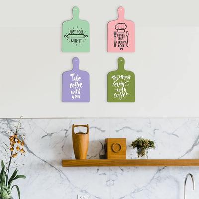 Wandkunst Holz Küche Heimdeko Artikel 4er-Pack
