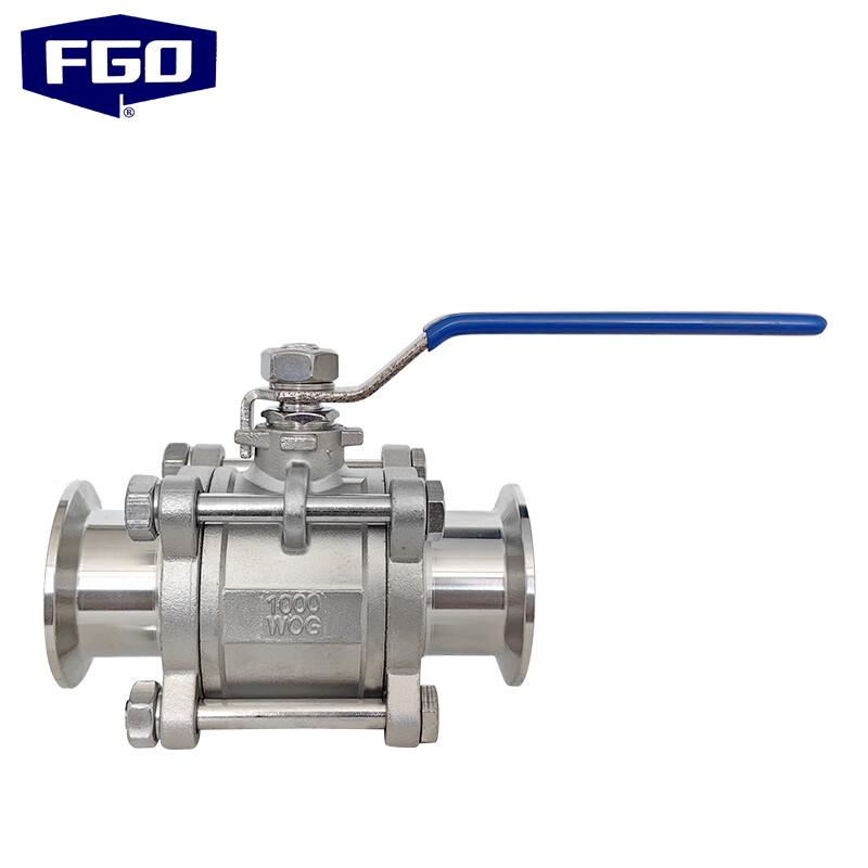 FGO 304 Stainless Steel 3-Piece Quick-Install Ball Valve