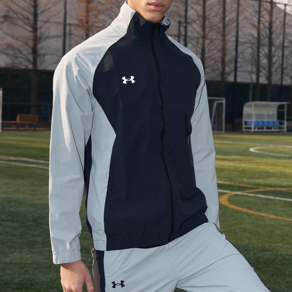 Under Armour Contrast Panel Logo Print Sports Jacket Men Jackets Black 22500402-001