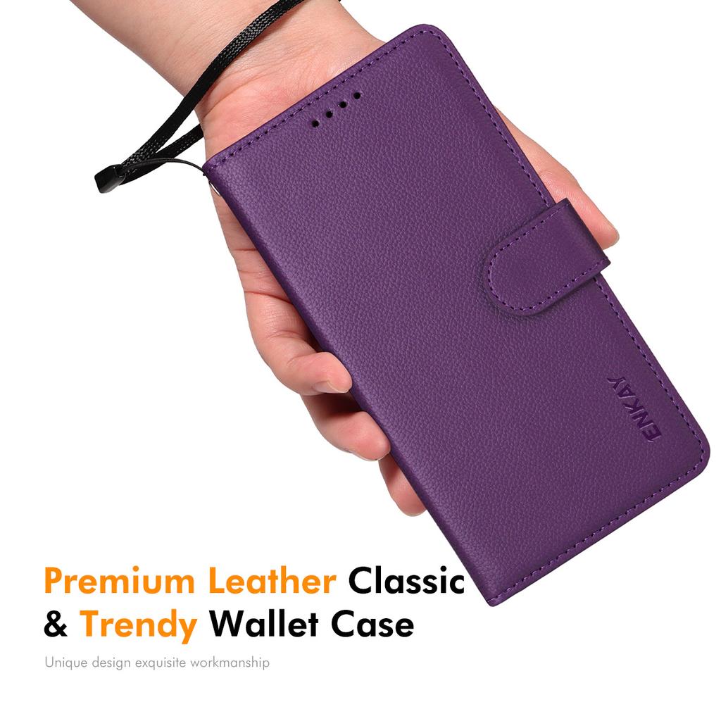 For iPhone 17 Pro Wallet Case with Strap RFID Blocking Leather Stand Phone Cover