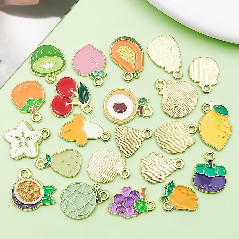 30 Colorful Fruit Enamel Pendants for DIY Jewelry - Apples, Watermelons, Cherries