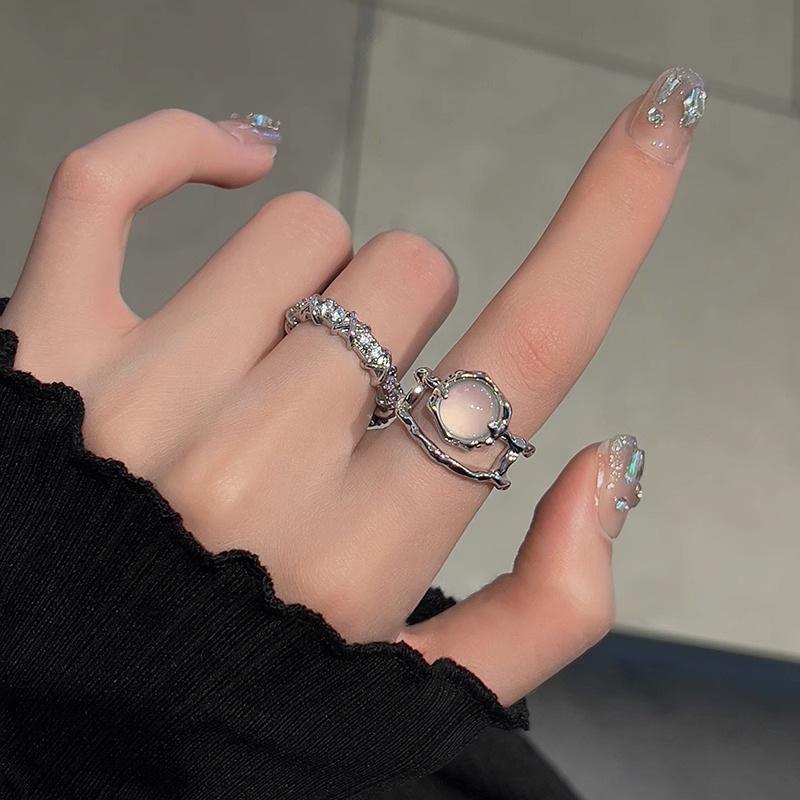 Striking Moonstone Copper Ring For Women In Trendy Geometric Shape Ideal For Occasions Fashionable