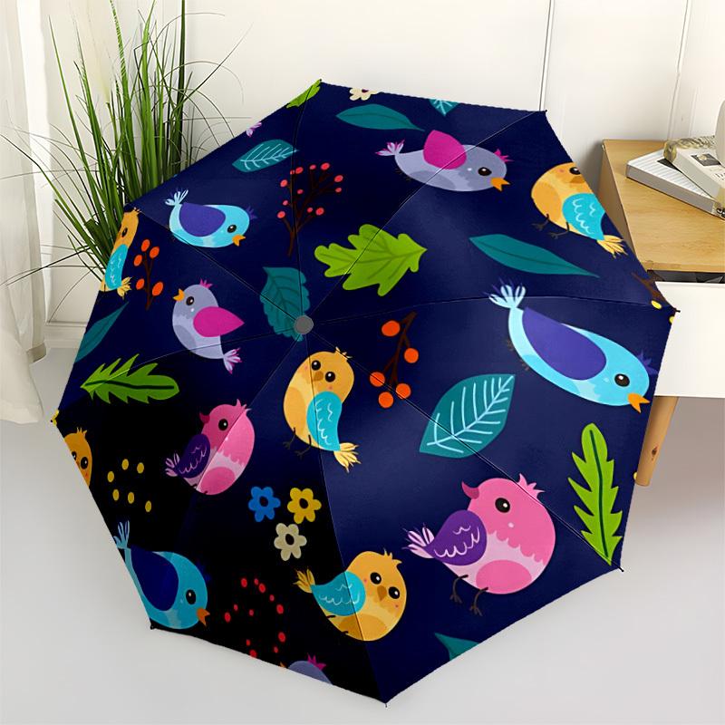 1pc Birds Nature Automatic Open/Close Umbrella - Compact Travel Umbrella with 8-Rib Durable Frame, Lightweight & Portable Design Z10
