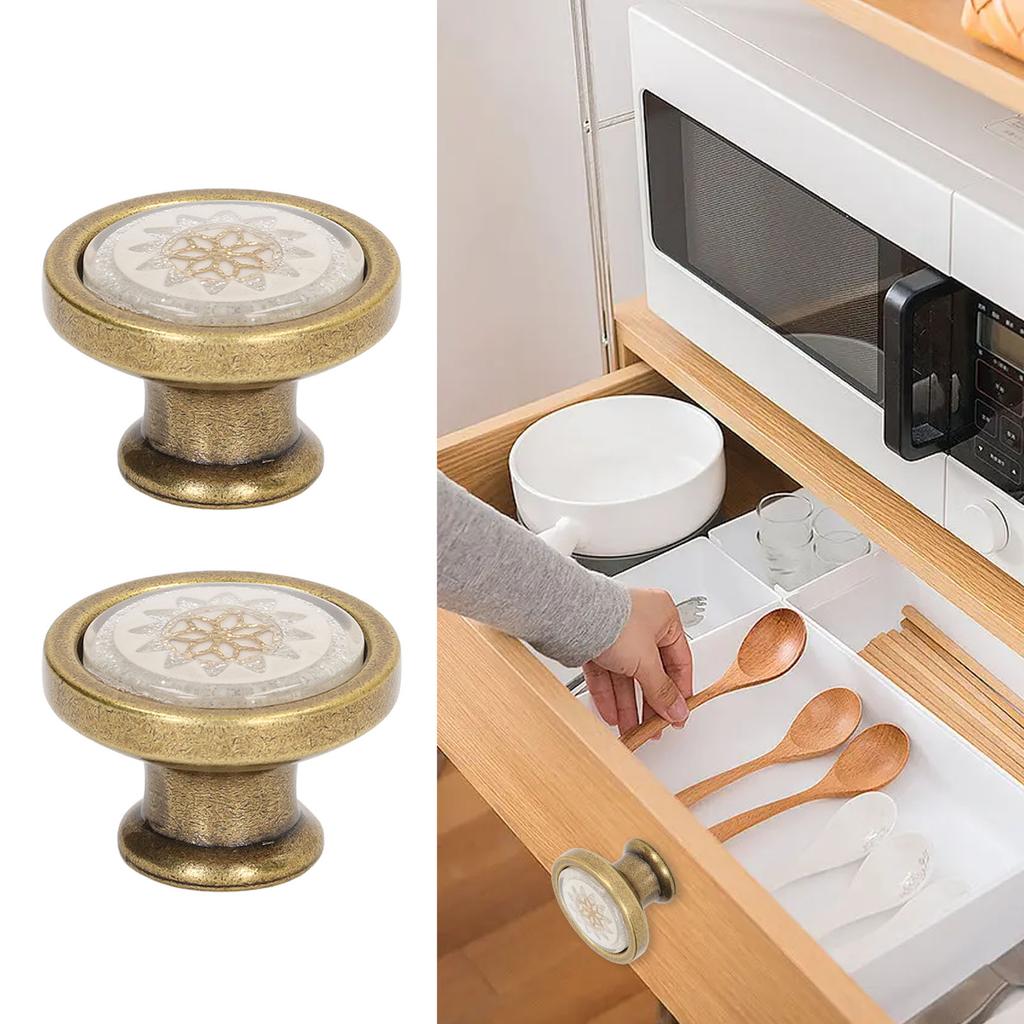 2 Sets Antique Furniture Hardware Handle Knob Zinc Alloy Round Single Hole Cabinet Door Handle