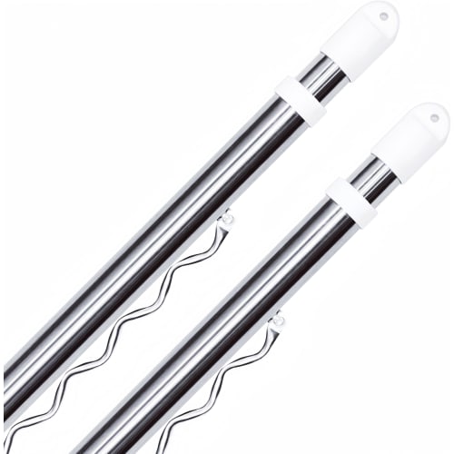 WGWJM Stainless Steel Extendable Clothes Drying Pole with Extensions and Hanger Hooks, 2.1-3m, Set of 2, for Indoor and Outdoor Use, 10kg Weight Capac