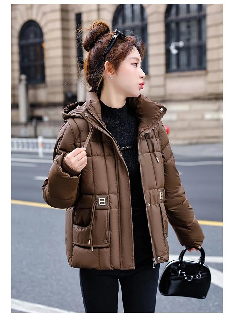 Women's Short Hooded Detachable Sleeves Cotton-padded Jacket