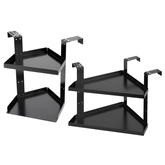 Kancalı Ayarlanabilir Yükseklikli 2 Katlı Metal Raflı Ofis Köşe Kitaplığı