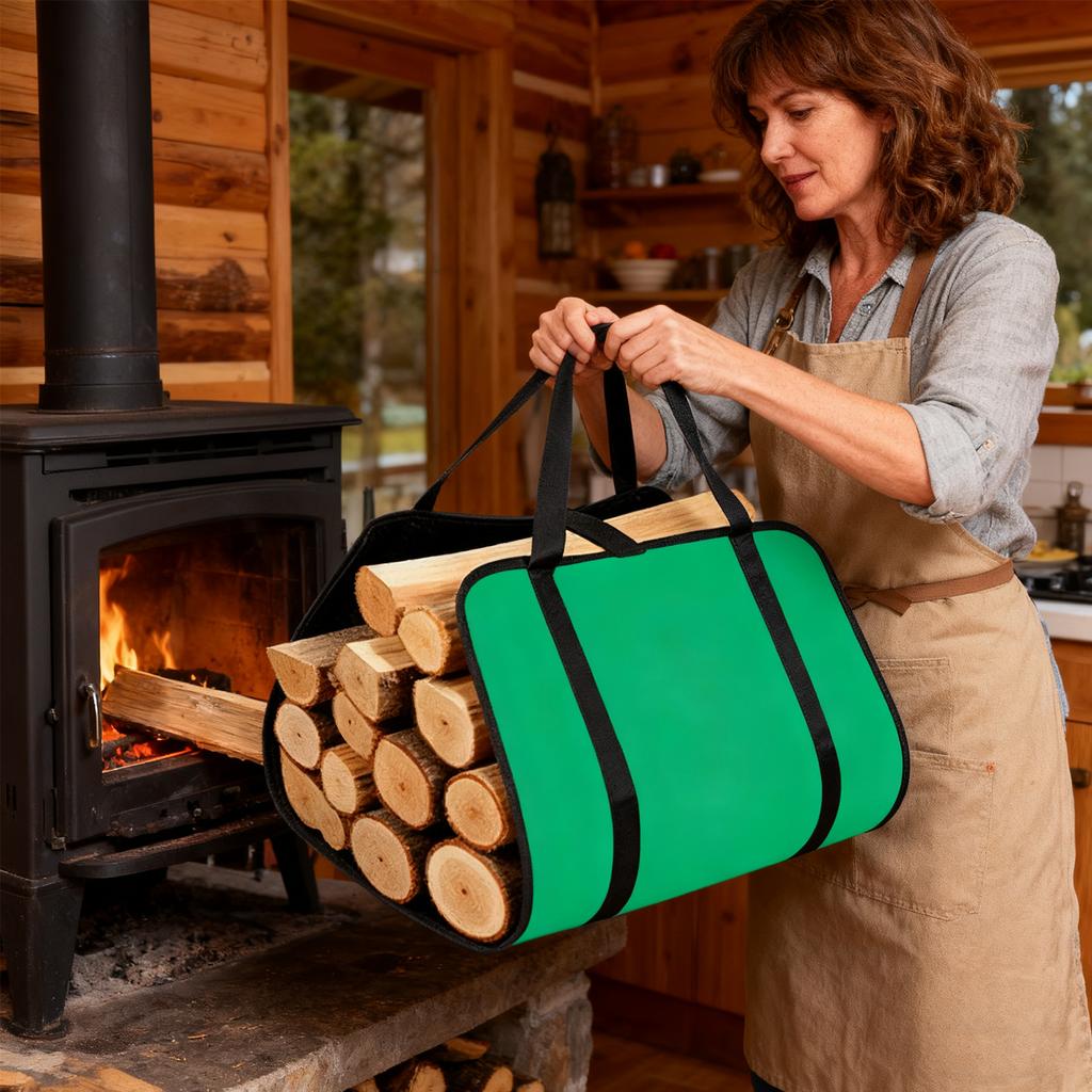 Firewood Bags Wood Holder Tote Log Holder With Handle For Firewood Fireplace Stove Woodstove Cabin Indoor Outdoor Camping