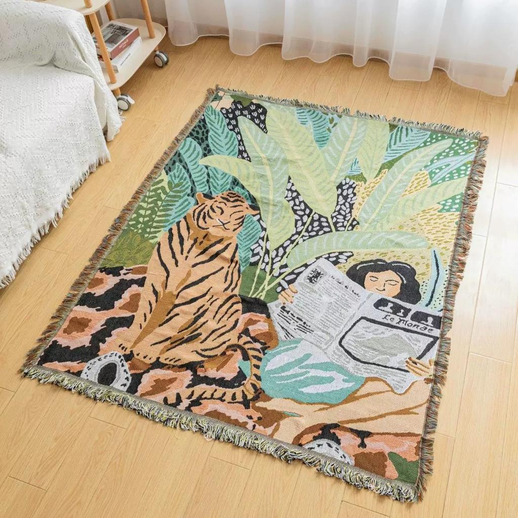 Home Blanket American Sofa Tapestry Knitted Decorative Cotton Blanket for Outdoor Camping for Home Decor