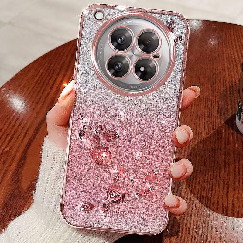 

Чехол для телефона Infinix Zero 40 5G/4G, с розовым цветком, прозрачный, противоударный, роскошный, сияющий, защитный чехол с бриллиантами Infinix Zero 40 5G розовый