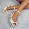 Summer new high-end temperament stiletto heels with skirt bow with sandals women