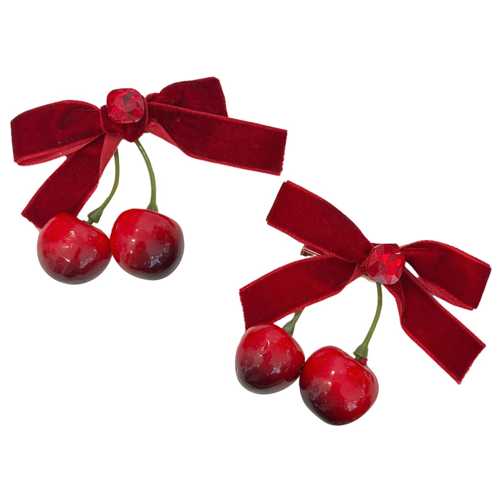 

1pc/2pcs Bowknot Shape Hairpin with Small Cherry Harajuku Bowknot Hair Clip for Bangs Hair Ponytail Hairpins for Teen 1