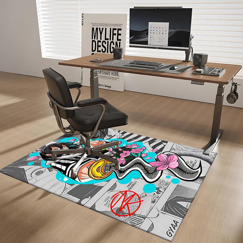 1pc Anime Cartoon Design Snake and Flowers Chair Mat - Office Desk Pad with Anti-Slip Carpet for Home Decor, Suitable for All Seasons.U087