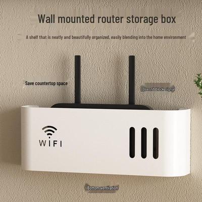 Scaffale portaoggetti e organizer per cavi per router WiFi - Montaggio a parete senza fori per decoder