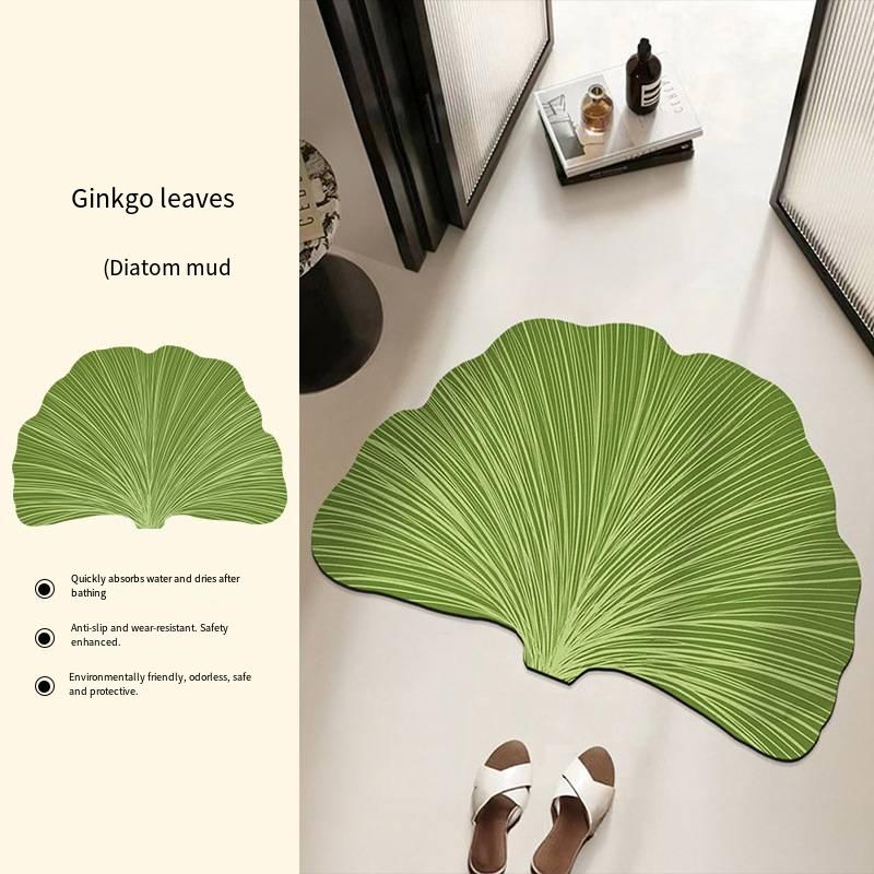

Ins Green Leaf Bathroom Absorbent Floor Mat, Bathroom Dirt-Resistant, Fresh and Anti-Slip Floor Mat, Home Decoration 40X60CM(1.3X2FT