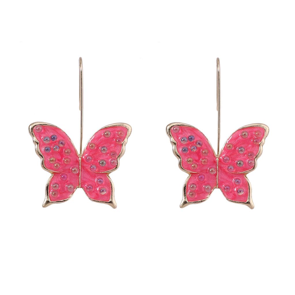 Japan and South Korea's New Niche Design, Sweet, Small, Fresh, Dripping Oil, Colorful Butterfly Ear Hooks, Essential Earrings for Spring Hipsters