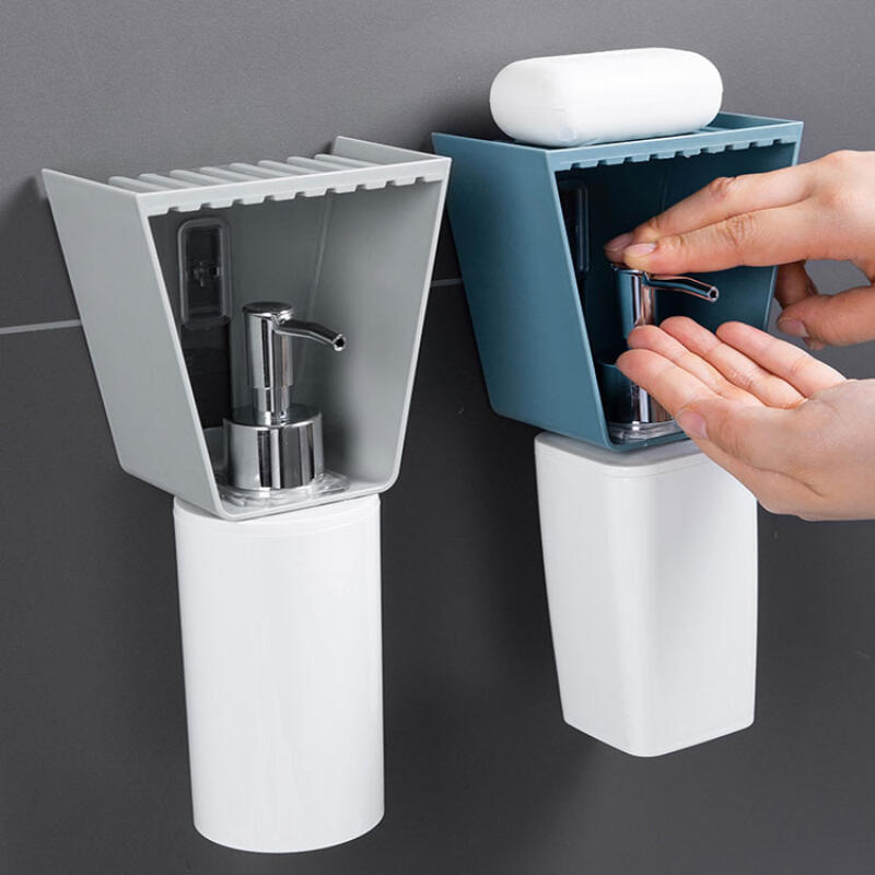 Bathroom Shampoo Dispenser Soap Dish Holder Stand Box Holder Case white