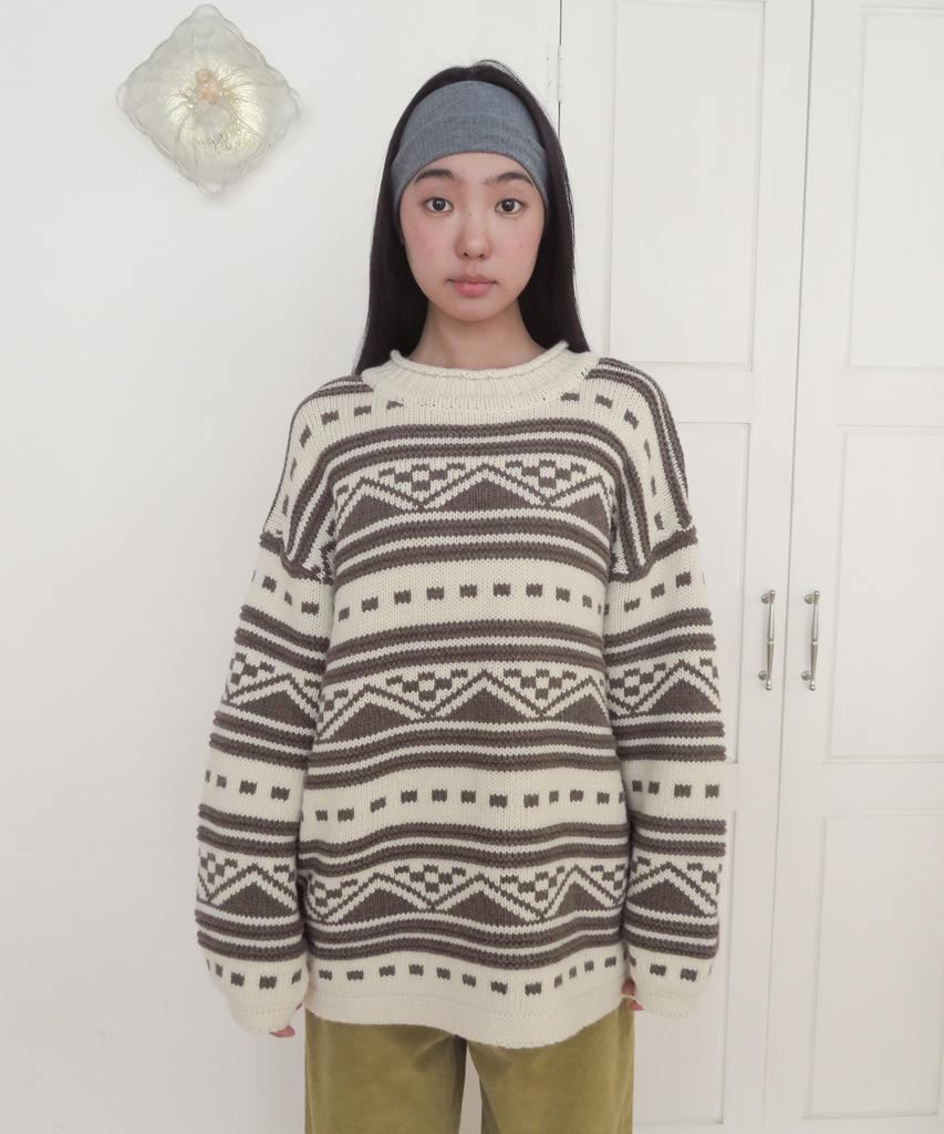 FUNFROMFUN Nomad Fair Isle Pullover, Brown
