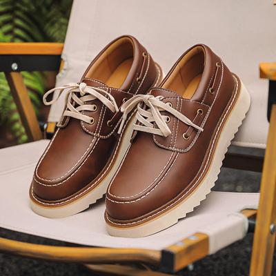 Fashion Thick Bottom Oxford Shoes for Men Genuine Leather Formal Dress Shoes Business Dress Shoes All-Match Casual Footwear Boat Shoes