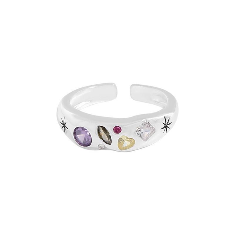 Ring Copper Adjustable For Women Showcasing Colorful Zircon Stones In Eyecatching Geometric Design For 2023