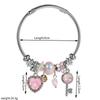 European American-style -inspired Beaded Bracelet Heart Key Flower Pendantsversatile Stainless Steel Adjustable