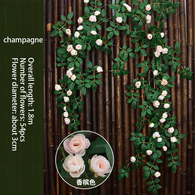 Pink Simulated Rose Vine Fake Flowers Vine Vines Plastic Flower Ceiling Wedding Background Simulation Flower Home Decoration
