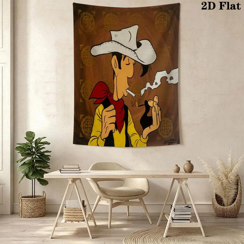Lucky Luke Soul Wall Tapestry Aesthetic Wall Hanging Printed Fabric Blanket Decorative Tapestries for Bedroom Living Room Home Decor