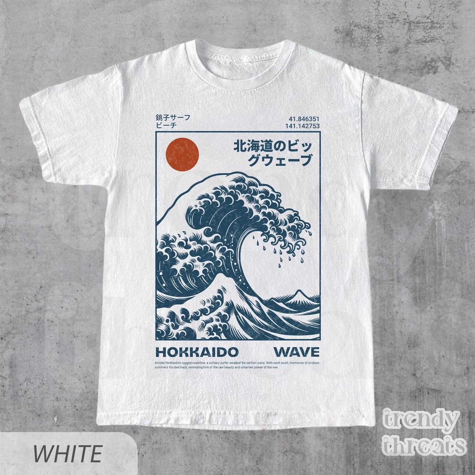 Hokkaido Wave Shirt, Retro Japanese Surf T-Shirt XS